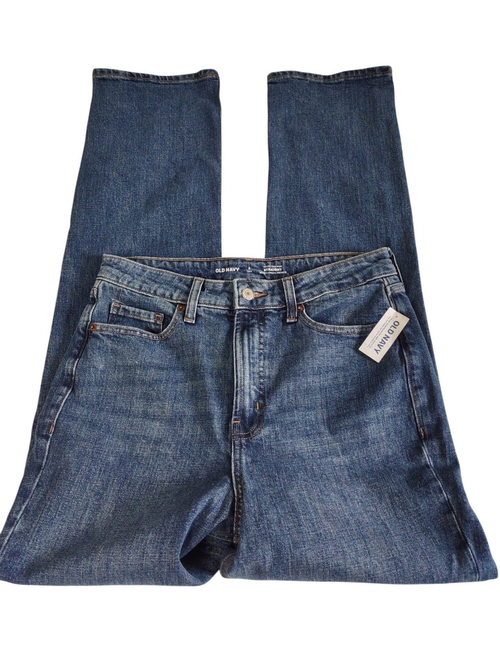 Old Navy 6 Tall Extra High Rise Straight Blue Jeans